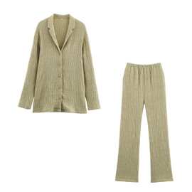 欧美跨境批发2025秋季新品INS风埃及时尚休闲肌理面料高级感套装