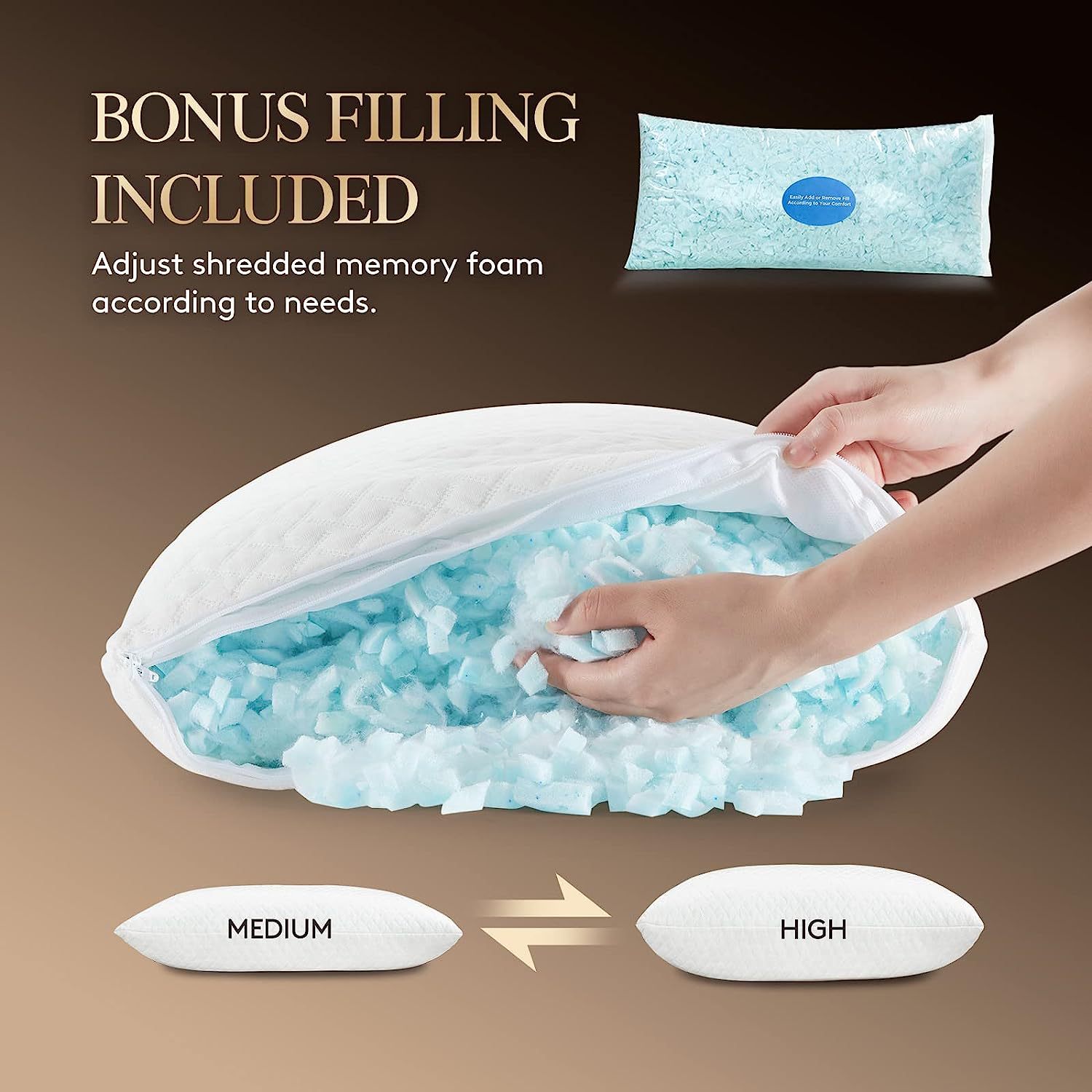 Amazon Wish almohada de espuma de memoria personalizada capa de aire de fibra de bambú altura ajustable funda de almohada