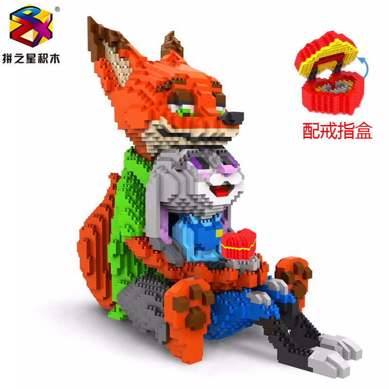 LP Nuevo Micro partículas Pequeñas de empalme carrusel bloques construcción juguetes educativos montaje Año Nuevo fortuna gato pareja celebración adornos