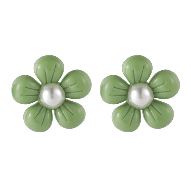 Acrylic Color Pearl Flower Cute Earrings Wholesale Jewelry Nihaojewelry display picture 4