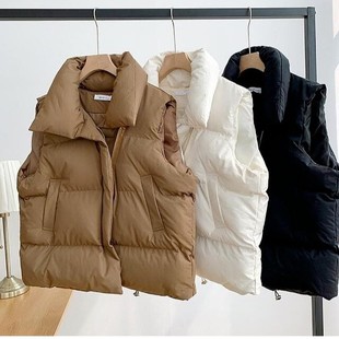 Douyin down Cotton Clothes Vest Women's Spring Autumn Winter New Short Korean Style Loose Slim Vest Vest Jacket