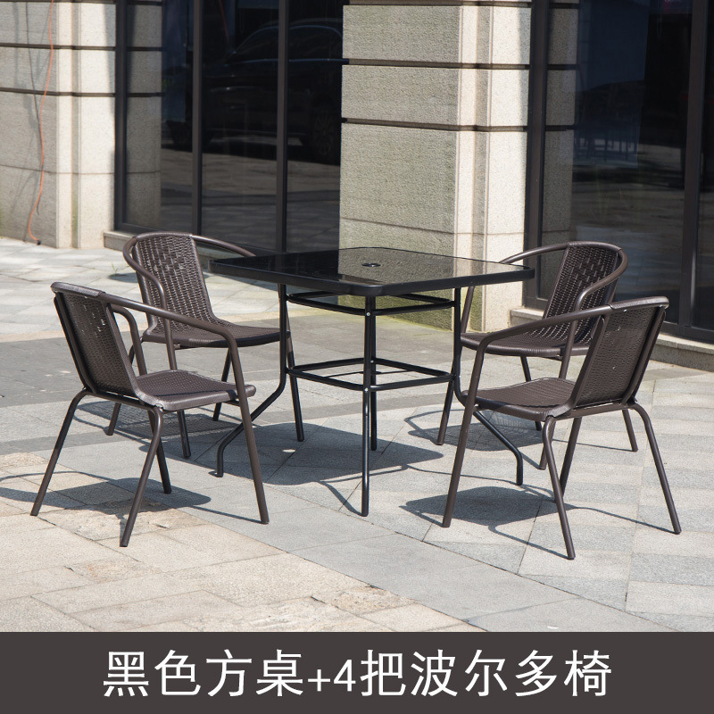 80 블랙 조립 사각 테이블 + 의자 4개