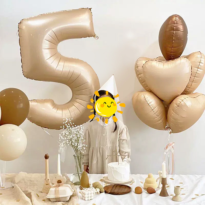 42-inch American version of caramel cream digital five-star peach heart INS style party decoration party decoration aluminum film balloons
