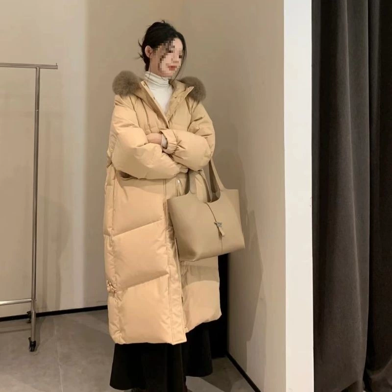 Елисейская песня средняя длинная пуховая хлопчатобумажная одежда женская зимняя 2024 новая супер красивая корейская утолщеная большая шерстяная куртка