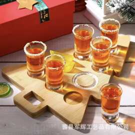 定制竹制小酒杯托盘家用威士忌小酒杯收纳盘实木鸡尾酒酒杯展示托