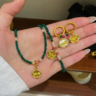 欧美复古精致百搭微镶锆石眼睛天然石项链轻奢小众高级感锁骨链女