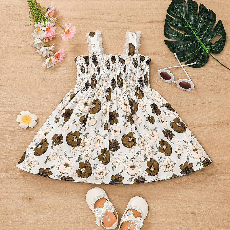2022 summer suspender skirt girls floral dress childrens printed skirt wholesalepicture4