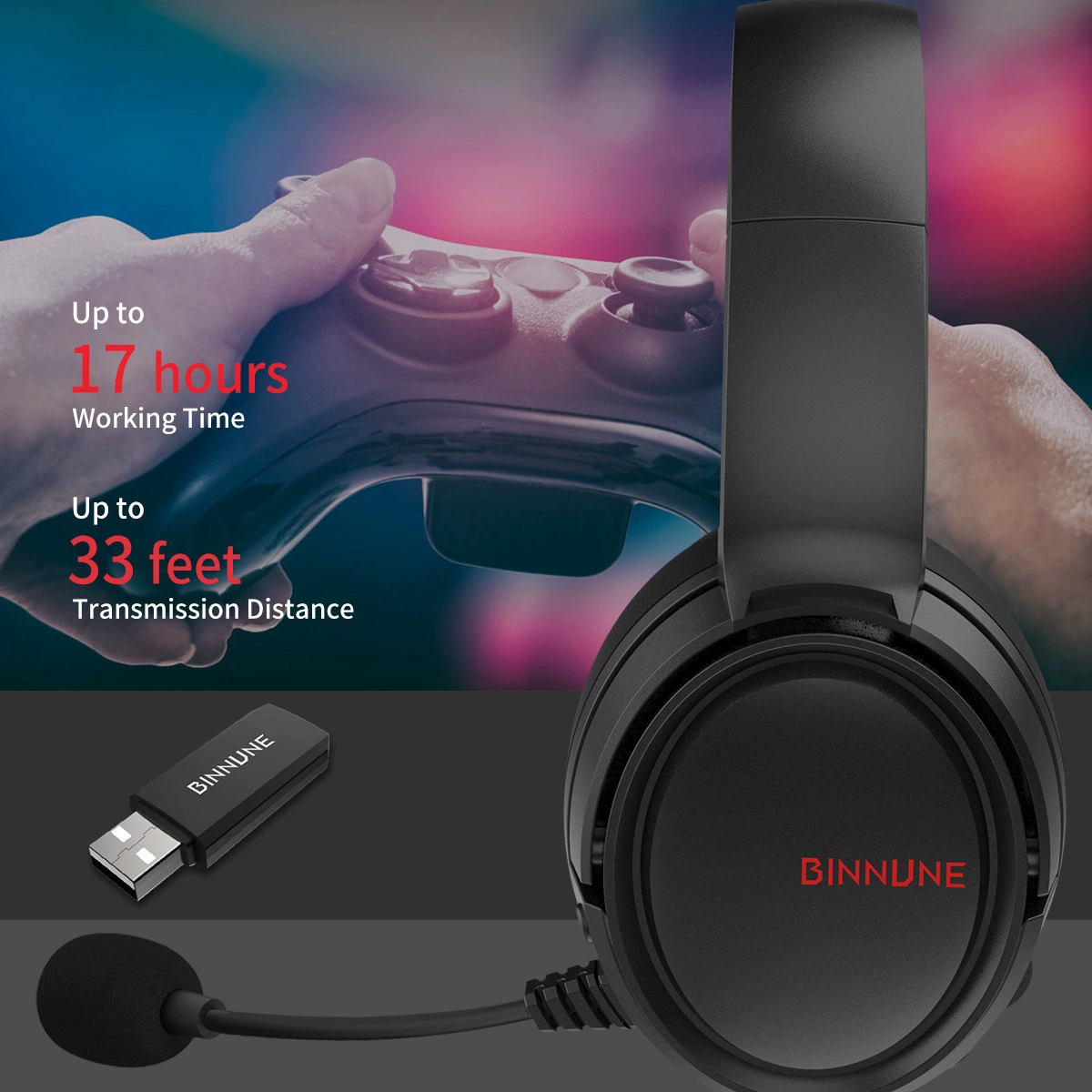 Беспроводные игровые наушники BINNUNE BW02 — стереозвуковая коллекционная подача 2.4G Bluetooth двойной режим PS4 Xbox