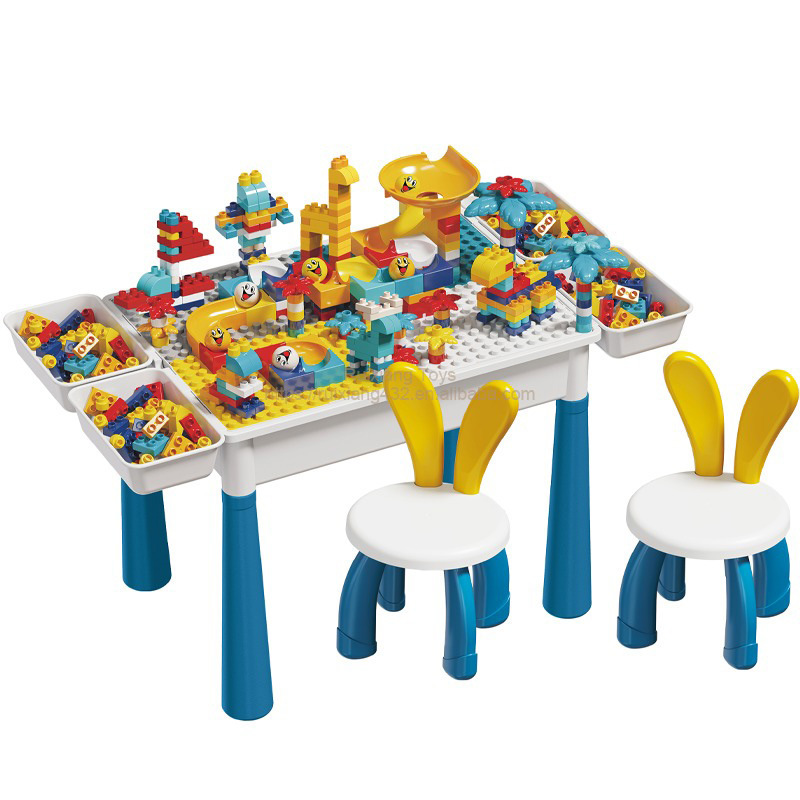 Compatible with Lego Building Block Table, Large-Sized, Large-Piece Assembly Educational Children's Toy, Multi-Functional Learning and Play Table for Babies