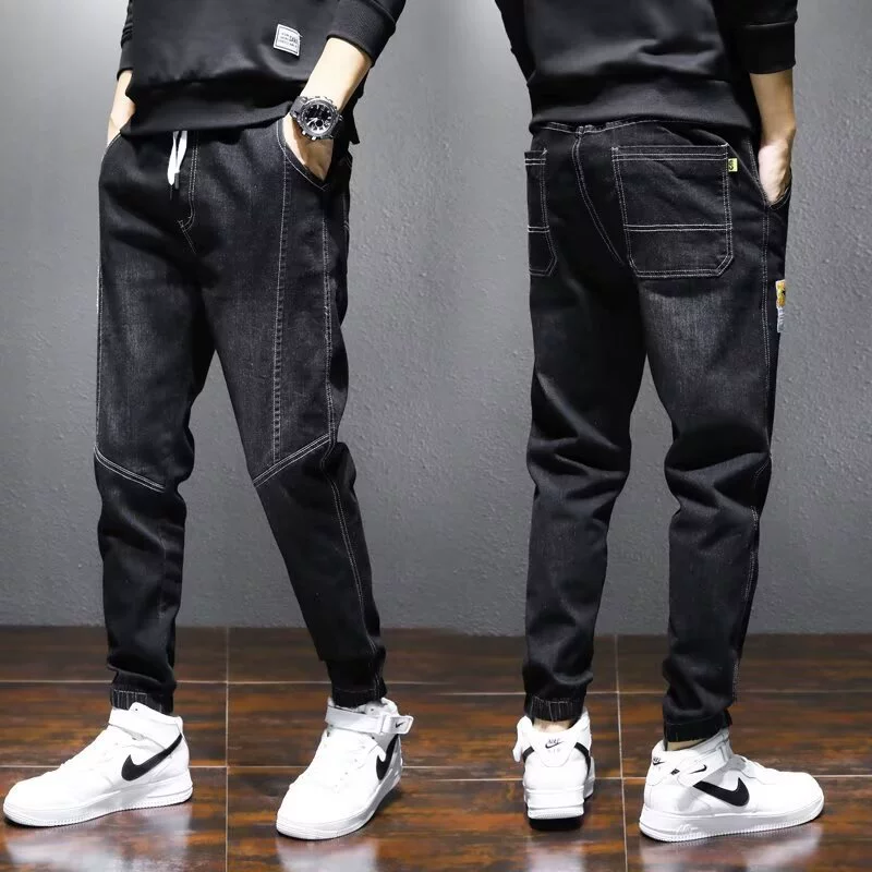 Эластичные джинсы Мужские осенние и зимние прямые брюки повседневные шаровары тенденции свободные модные дикие брюки