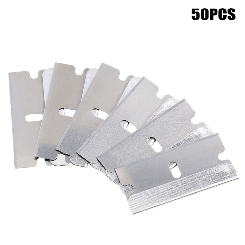 跨境供应50PCS锯刀刀片组合单刃剃刀去除油漆标签贴纸贴花清洁