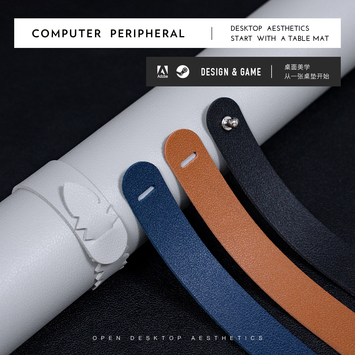 Alfombrilla de ratón de corcho y cuero (producto caliente), extra grande, para teclado y escritura, tapete de escritorio con bordes cerrados, con logo