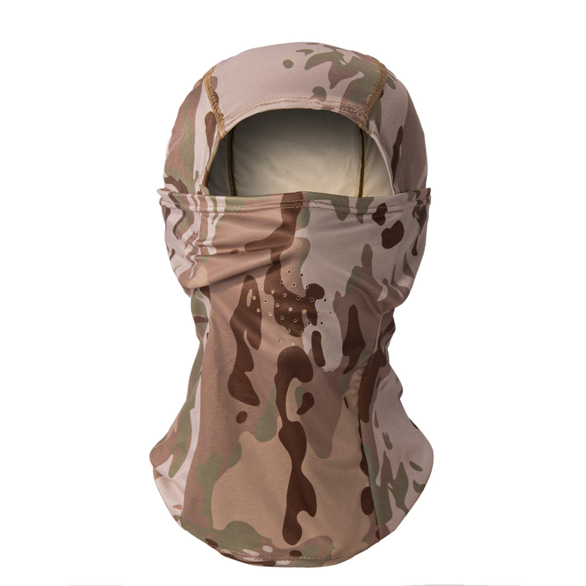 Camuflaje camping al aire libre pesca al aire libre máscara de secado rápido casco de viaje gorro interior orificio fresco y transpirable cubierta de seda de hielo