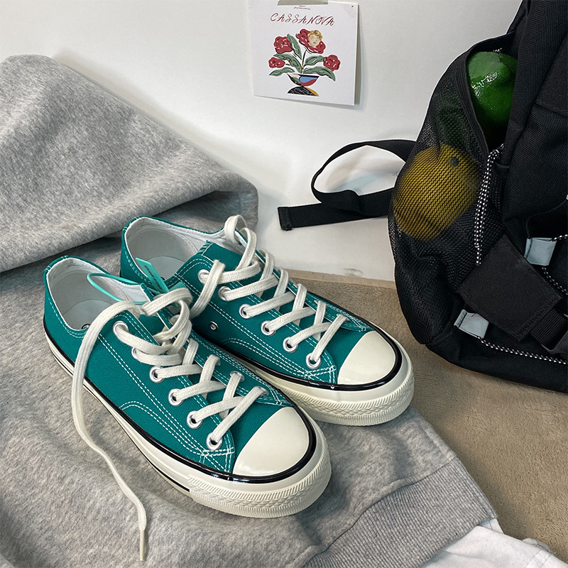 Low-Top Tiffany Green Canvas Shoes for Students, Men and Women, Couple Shoes Mis-18 Low-Top Tiffany Green Canvas Shoes for Students, Men and Women, Couple Shoes Mis-18