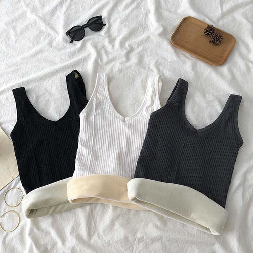  Autumn/Winter Versatile Warmth Innerwear Tank Top with Thick Fleece Liner, Body Shaping Top for Women