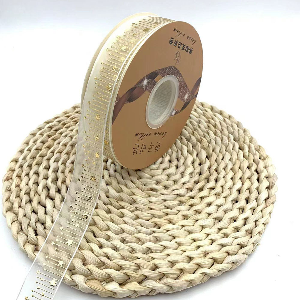 Hilo coreano dorado cinta transparente cinta de organza pastel de flores embalaje Barra de hilo de nieve soporte cinta hecha a mano al por mayor