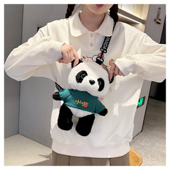 新型の毛のふわふわしたパンダの猫の人形はぬいぐるみのおもちゃを包んで斜めに包んで女性の肩のinsネットの赤い漫画のカバンを包んで承認します。