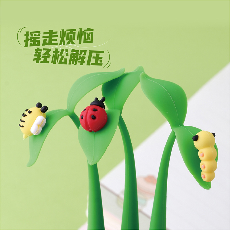 KUKI Keqijia lindo agitador modelo de actualización divertido lápiz de góner de descompresión de insectos bolígrafo de agua negra creativa para estudiantes de primaria