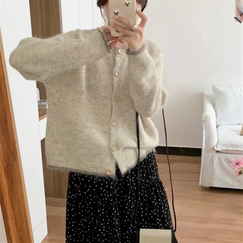 2025秋季新款毛衣女针织开衫软糯韩版宽松慵懒风女装上衣秋装外套|undefined