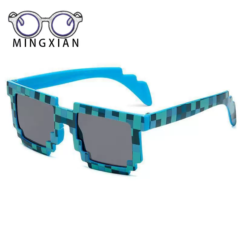 新款炫酷马赛克眼镜 二次元搞怪太阳镜 我的世界个性像素墨镜批发