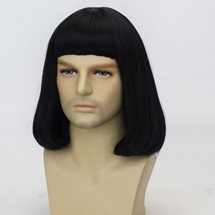 Wig Headgear Black Men's Shoulder-length Headgear Rib-length Inner Pear Flower Student Head Good Girl Bobo Hair Type