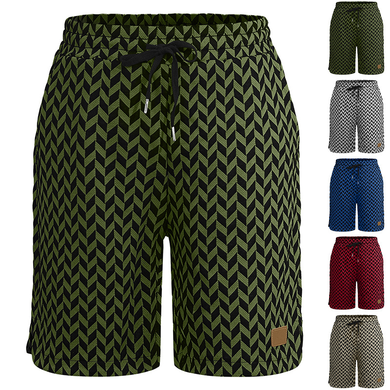 Estación independiente transfronteriza hombre Jacquard estampado de cintura media TK deportivo casual suelto respirable elástico cinco pantalones cortos