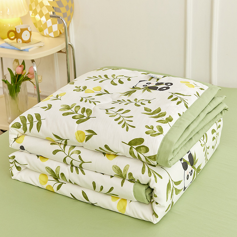 Edredón de verano de algodón y lino lavado, edredón fresco de verano, dormitorio para niños, edredón de aire acondicionado lavable a máquina de cuatro piezas