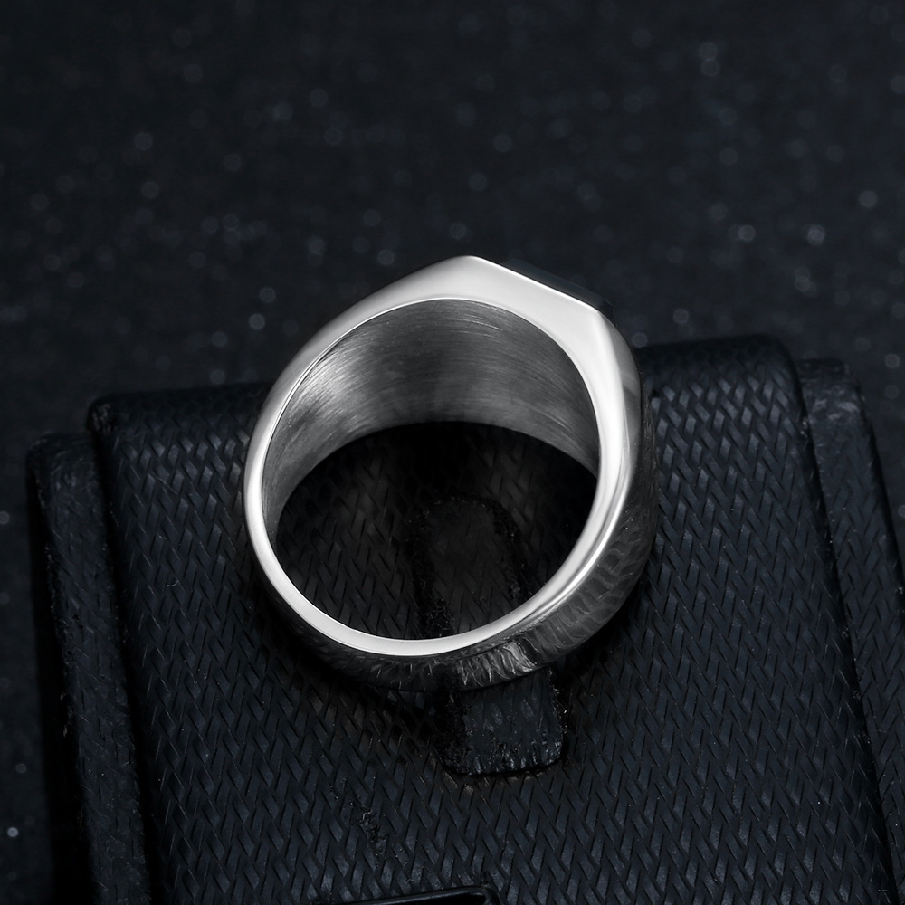 Geometric Pattern Men's Gender Plating, Inlay Design Simple Style Geometric Titanium Steel Plating Inlay Artificial Gemstones Men's Rings
