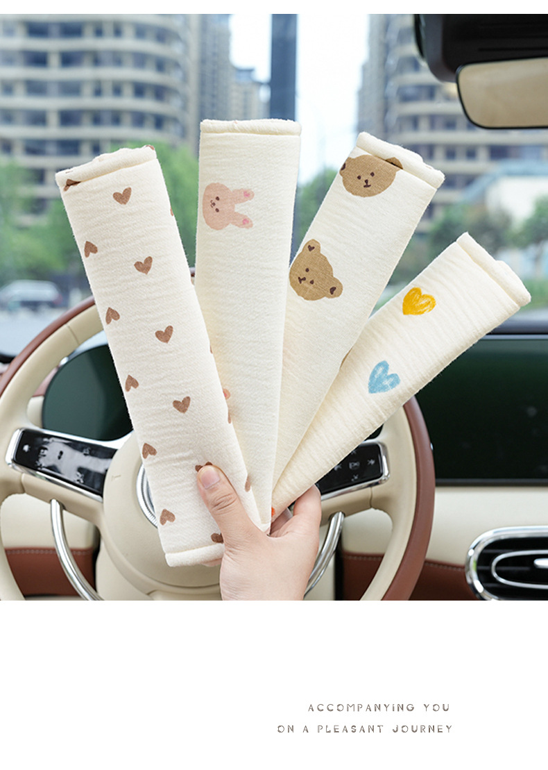 Manufacturer Customized Car Seat Belt Shoulder Pads Cotton Yarn Four-Season Universal Car High-End Anti-Strangle Seat Belt Shoulder Pads