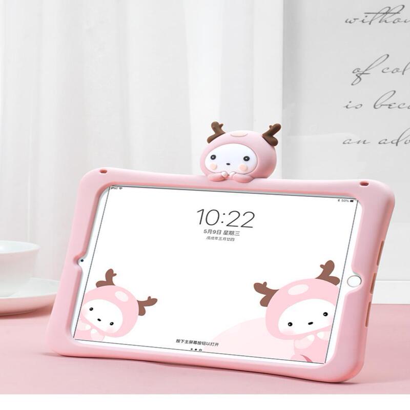 Cute cartoon ipad silicone protective case air123 bracket silicone soft case mini6 drop-resistant silicone case