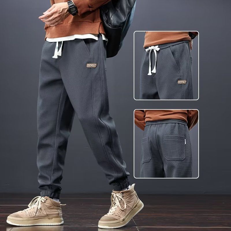 Otoño y invierno, pantalones largos de hombre, pantalones largos casuales, pantalones deportivos con cordón, calentamiento transfronterizo más grueso