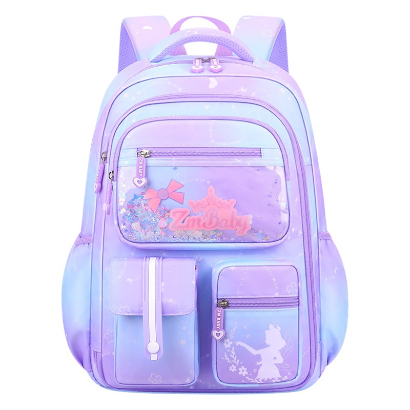 Mochila ligera de los niños de la historieta del gradiente femenino para el grado 1-3-6 nueva mochila de bebé sésamo para estudiantes de primaria