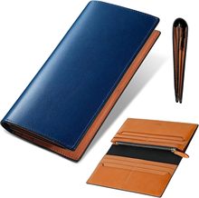 亚马逊日式栃木牛皮钱包男士长款便携拉链包手拿多功能商务钱包