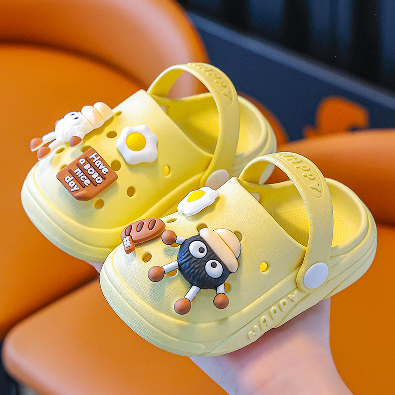 Zapatillas para niños verano interior antideslizante suave Fondo bebé niños agujero zapatos cerrado dedo del pie bebé niñas lindas zapatillas