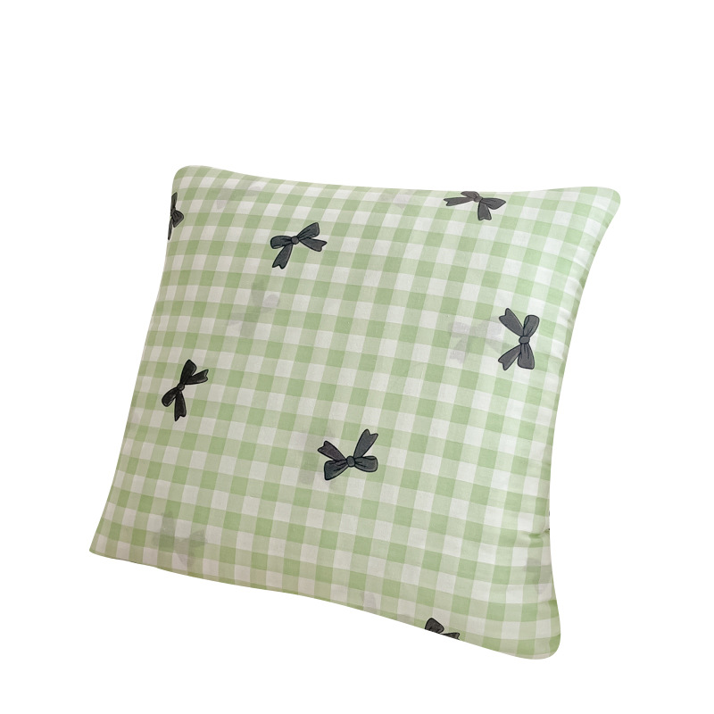 Brand New 40s Style Korean Washed Cotton Dual-use Car Pillow Blanket With A Refreshing Bow Design._voghion.com