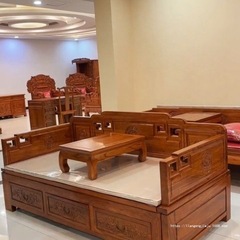 老榆木实木推拉罗汉床多功能伸缩床新中式仿古抽拉式客厅沙发床榻