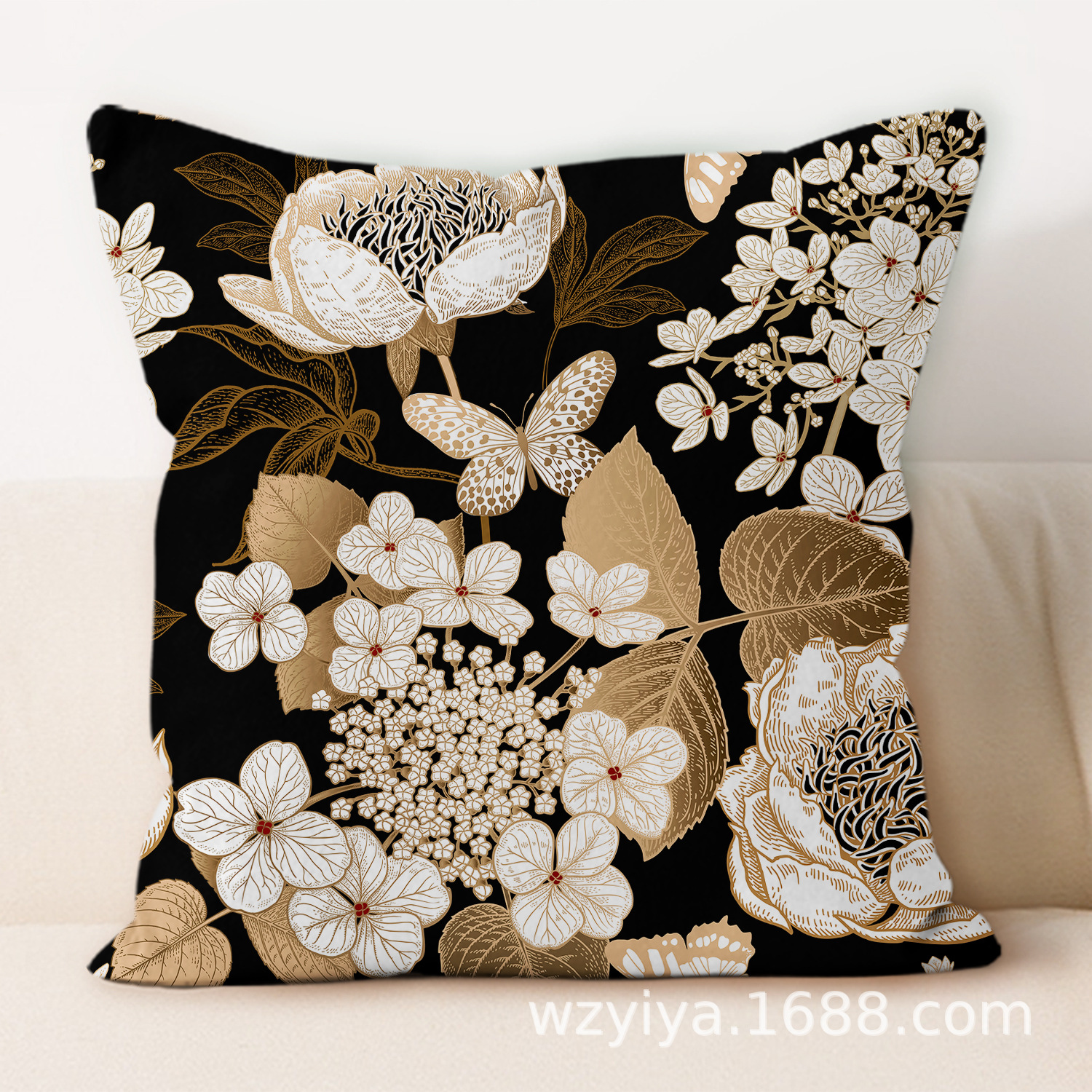 almohada de estampado de oro retrógrado simple moderno sofá en el hogar cojín de respaldo decoración desmontable almohada de cabeza de cama cuadrada