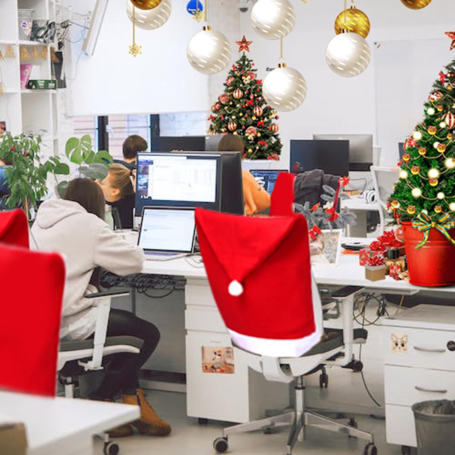 Navidad transfronteriza funda de silla de tela de terciopelo rojo decoración de silla para el hogar restaurante decoración de ambiente de hotel funda de silla