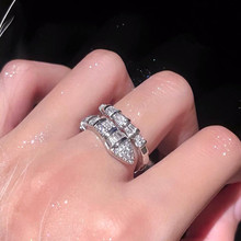 微镶方锆石蛇形戒指开口戒女小众设计高级感轻奢气质指环个性食指