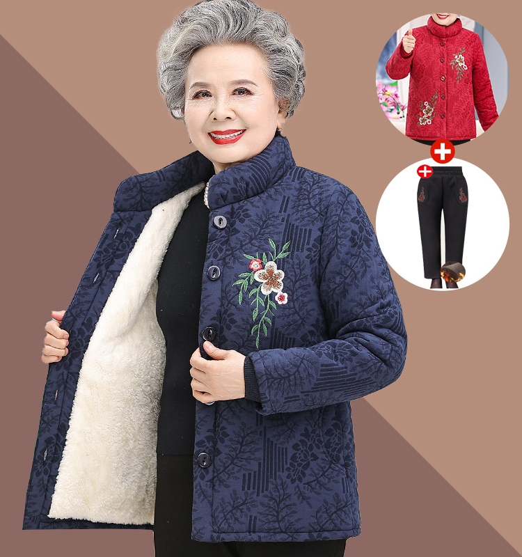 Warm autumn down jacket, 60 years, for middle age