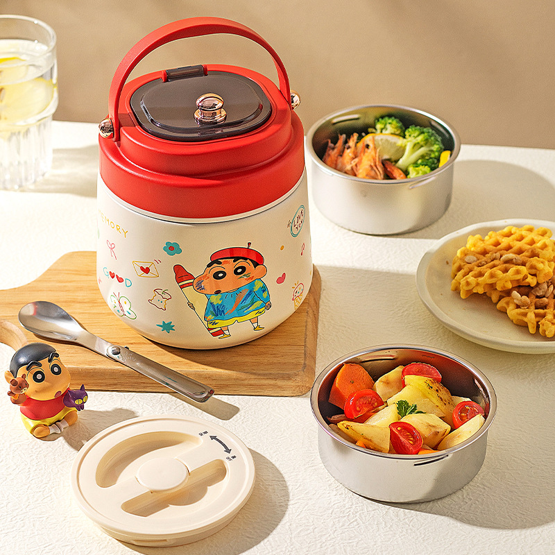 [Modern Housewife & Crayon Shin-Chan] 316L Stainless Steel Insulated Lunch Box for Office Workers, Insulated Container and Thermal Cup