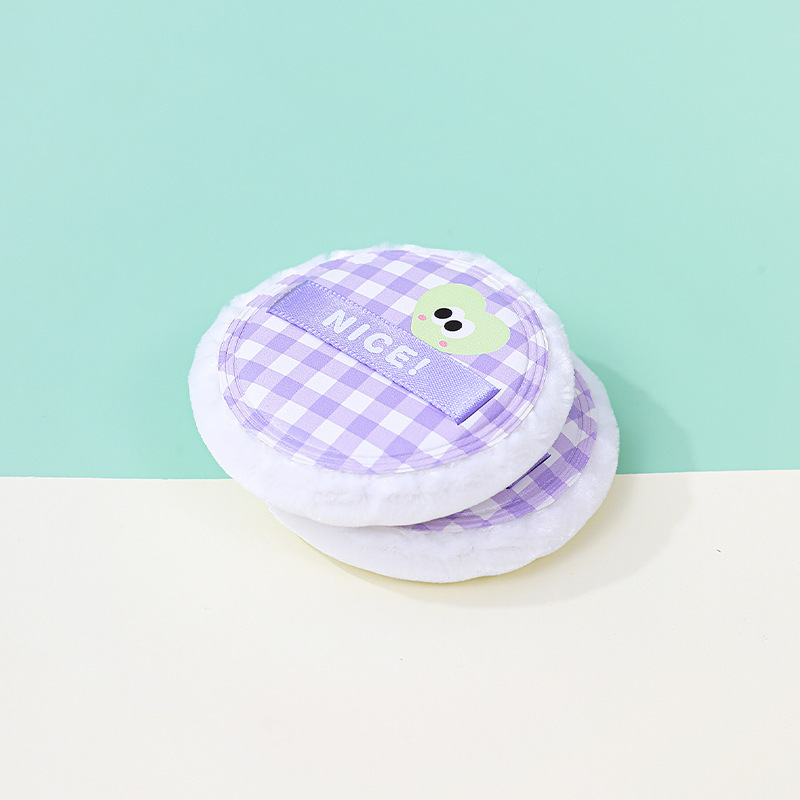 Customizado gran ojo bonito redondo polvo de vello corto no comer polvo de blush grueso polvo de maquillaje polvo de esponja de maquillaje polvo de blush