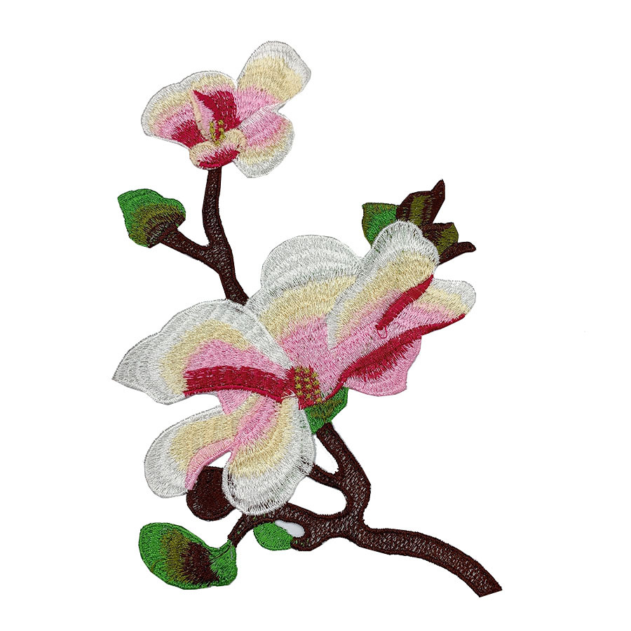 水溶花刺绣布贴 玉兰2件套刺绣绣花 时尚热卖蕾丝立体绣花 无胶