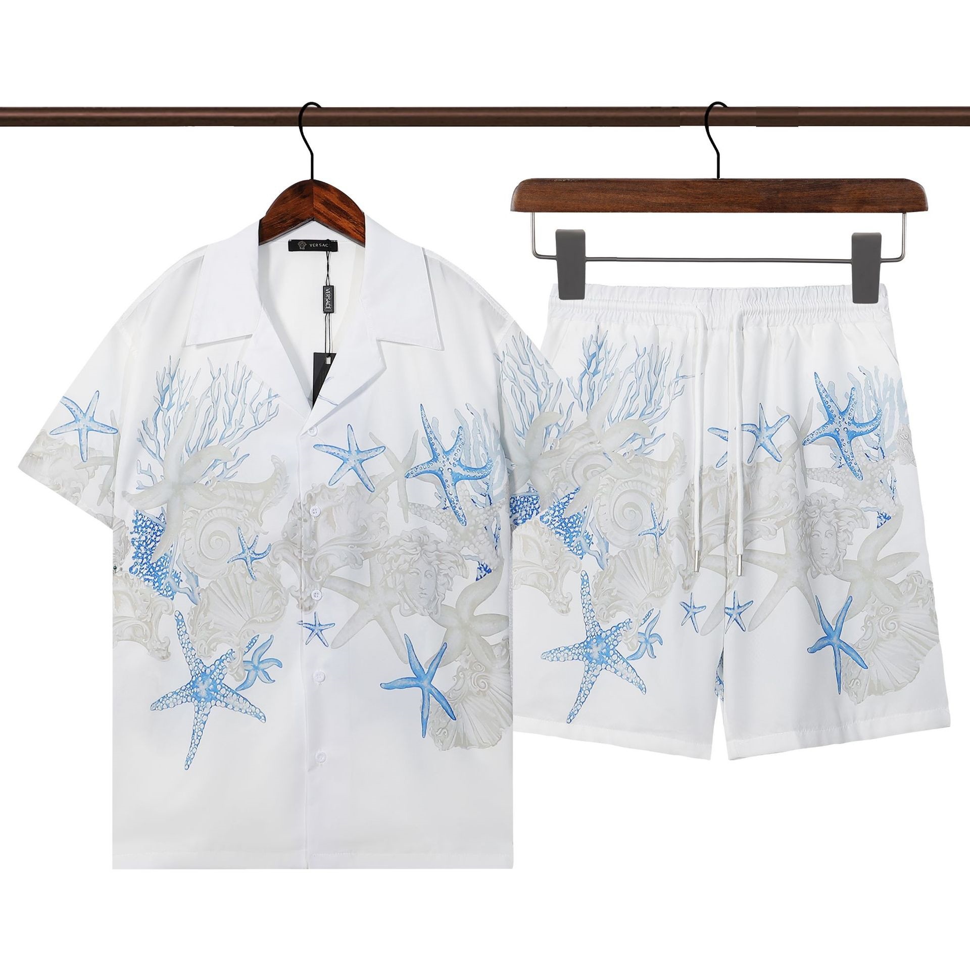Transfronterizo de verano Amiri set clásico impresión de caju amiri camisa corta casual ropa deportiva para hombres y mujeres