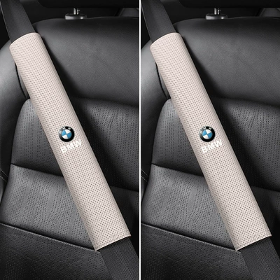 X1X3X4X5X6 seat belt shoulder guard extended – Seat belt shoulder pad - bmw-round-label-38cm-suede-pair-of-off-white-shoulder-pads