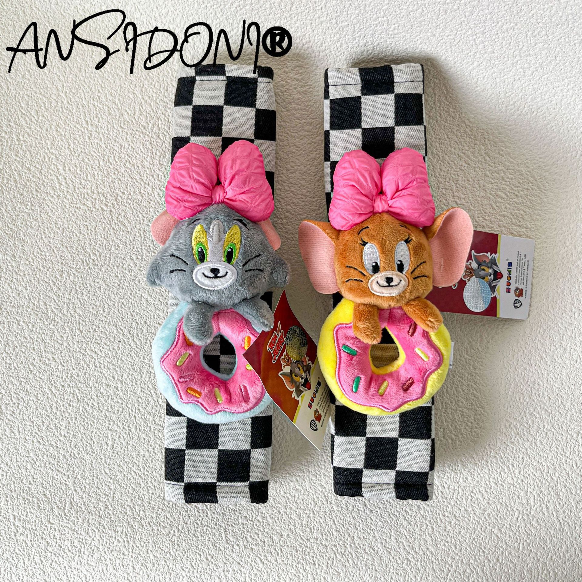 Cat and Mouse Car Safety Belt Shoulder Cover Protective Cover Advanced Cute Personality Decoration Car Plush Cute Women