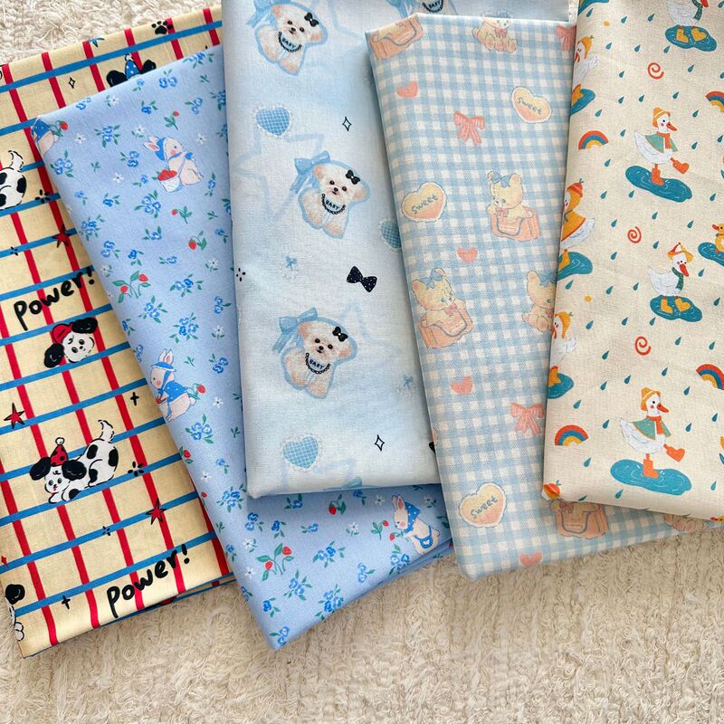 Cotton 40 digital printed fabric Korean cartoon animal flower cloth women's clothing children's clothing home clothing DIY