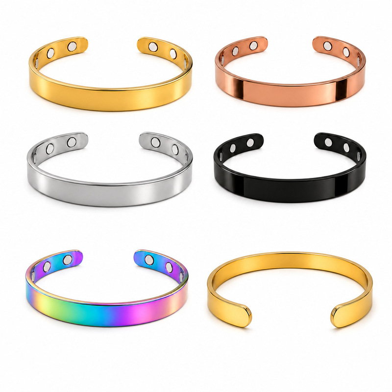 Cross-border Amazon 8MM titanium steel polished bracelet, magnetic clasp, rose gold couple bracelet, men's and women's bracelet set Cross-border Amazon 8MM titanium steel polished bracelet, magnetic clasp, rose gold couple bracelet, men's and women's bracelet set