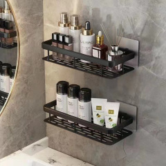 Hole-free wall-mounted washbasin bathroom storage space aluminum shelf toilet bathroom storage kitchen shelf