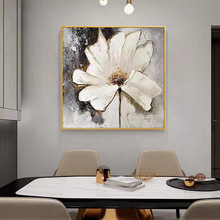 手绘餐厅饭厅墙面挂画正对门玄关背景墙走廊现代简约客厅肌理壁画